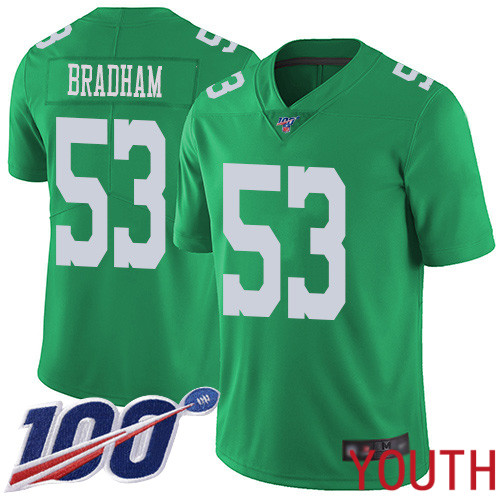 Youth Philadelphia Eagles #53 Nigel Bradham Limited Green Rush Vapor Untouchable NFL Jersey 100th Season->youth nfl jersey->Youth Jersey